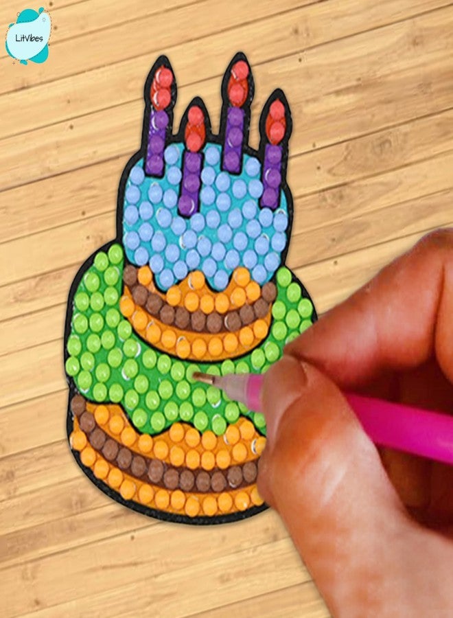 LitVibes DIY Diamond Painting 5D Stickers,Mosaic Diamond Stickers Art and Craft kit for Kids & Children - (Birthday Designs) - Image 4